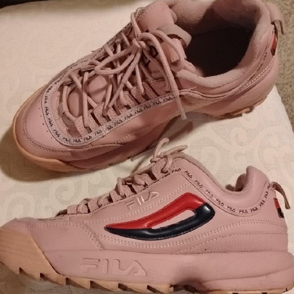 50 Percent Off -FILA Women's Pink Disruptors II Sneakers